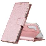 For OPPO A91 ALIVO Canvas Diary Silk Texture Horizontal Flip Leather Case with Holder & Card Slots & Wallet & Photo Frame(Rose Gold)