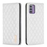 For Nokia G42/G310 Diamond Lattice Magnetic Leather Flip Phone Case(White)