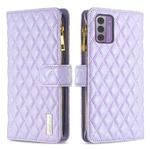 For Nokia G42/G310 Diamond Lattice Zipper Wallet Leather Flip Phone Case(Purple)