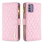 For Nokia G42/G310 Diamond Lattice Zipper Wallet Leather Flip Phone Case(Pink)