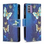 For Nokia G42/G310 Colored Drawing Pattern Zipper Leather Phone Case(Gold Butterfly)