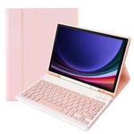 For Samsung Galaxy Tab S9 FE A710B Candy Color TPU Bluetooth Keyboard Leather Tablet Case with Pen Holder(Pink)
