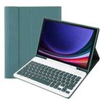 For Samsung Galaxy Tab S9 FE A710B Candy Color TPU Bluetooth Keyboard Leather Tablet Case with Pen Holder(Dark Green)