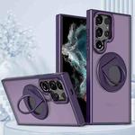 For Samsung Galaxy S22 Ultra 5G Rotating Ring Magnetic Holder Phone Case(Purple)