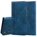 For Huawei Y7 Prime (2019) Frosted Business Magnetic Horizontal Flip PU Leather Case with Holder & Card Slot & Lanyard(Blue)