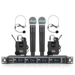 XTUGA A140-HB Wireless Microphone System 4 Channel Handheld Lavalier Headset Microphone(UK Plug)