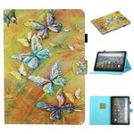 For Kindle Fire HD8 (2020) / HD8 Plus (2020) Colored Drawing Stitching Horizontal Flip Leather Case with Holder & Card Slots & Sleep / Wake-up Function(Butterfly)