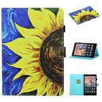 For Kindle Fire HD8 2015 / 2016 / 2018 Colored Drawing Stitching Horizontal Flip Leather Case with Holder & Card Slots & Sleep / Wake-up Function(Sunflower)