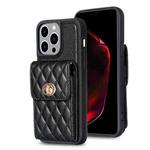 For iPhone 15 Pro Max Vertical Wallet Rhombic Leather Phone Case(Black)
