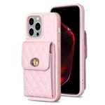 For iPhone 15 Pro Vertical Wallet Rhombic Leather Phone Case(Pink)