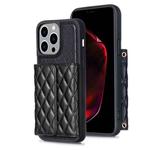 For iPhone 15 Pro Horizontal Wallet Rhombic Leather Phone Case(Black)