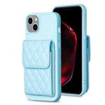 For iPhone 15 Vertical Wallet Rhombic Leather Phone Case(Blue)