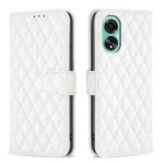 For OPPO A78 4G Diamond Lattice Wallet Flip Leather Phone Case(White)