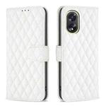 For OPPO A38 4G Diamond Lattice Wallet Flip Leather Phone Case(White)