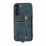 For Samsung Galaxy S23+ 5G ABEEL Litchi Texture Card Bag PU Phone Case(Blue)