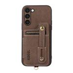 For Samsung Galaxy S23+ 5G ABEEL Litchi Texture Card Bag PU Phone Case(Khaki)