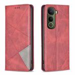 For vivo Y400 5G Global Rhombus Texture Magnetic Leather Phone Case(Red)