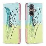 For vivo Y27 4G Colored Drawing Pattern Leather Phone Case(Feather)