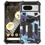 For Google Pixel 8 Pro Camouflage Armor Kickstand TPU + PC Magnetic Phone Case(Light Blue)