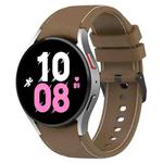 For Samsung Galaxy Watch 6 / 6 Classic Leather Black Buckle Silicone Watch Band, Size:L Size(Brown)