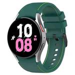 For Samsung Galaxy Watch 6 / 6 Classic Leather Black Buckle Silicone Watch Band, Size:S Size(Dark Green)