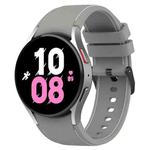 For Samsung Galaxy Watch 6 / 6 Classic Leather Black Buckle Silicone Watch Band, Size:S Size(Grey)