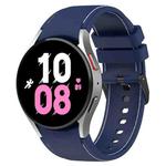 For Samsung Galaxy Watch 6 / 6 Classic Leather Black Buckle Silicone Watch Band, Size:S Size(Dark Blue)