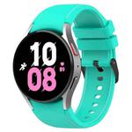 For Samsung Galaxy Watch 6 / 6 Classic Leather Black Buckle Silicone Watch Band, Size:S Size(Teal)