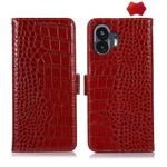 For Nothing Phone 2 Crocodile Top Layer Cowhide Leather Phone Case(Red)