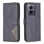 For vivo Y78 5G Magnetic Buckle Rhombus Texture Leather Phone Case(Black)