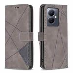 For vivo Y78 5G Magnetic Buckle Rhombus Texture Leather Phone Case(Grey)