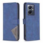 For vivo Y78 5G Magnetic Buckle Rhombus Texture Leather Phone Case(Blue)