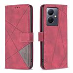 For vivo Y78 5G Magnetic Buckle Rhombus Texture Leather Phone Case(Red)