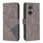 For vivo Y27 4G Magnetic Buckle Rhombus Texture Leather Phone Case(Grey)