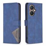 For vivo Y27 4G Magnetic Buckle Rhombus Texture Leather Phone Case(Blue)