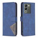 For vivo Y200 5G Magnetic Buckle Rhombus Texture Leather Phone Case(Blue)