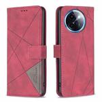 For vivo Y200i 5G / Y38 5G Magnetic Buckle Rhombus Texture Leather Phone Case(Red)
