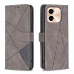 For vivo Y28 4G Magnetic Buckle Rhombus Texture Leather Phone Case(Grey)