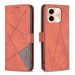 For vivo Y28 4G Magnetic Buckle Rhombus Texture Leather Phone Case(Brown)