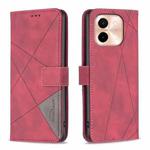 For vivo Y28 4G Magnetic Buckle Rhombus Texture Leather Phone Case(Red)