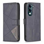 For vivo Y29S 5G Global / Y04 5G Global Magnetic Buckle Rhombus Texture Leather Phone Case(Black)