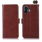 For Nothing Phone 2 Crazy Horse Top Layer Cowhide Leather Phone Case(Brown)