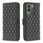 For vivo Y200 5G Diamond Lattice Wallet Flip Leather Phone Case(Black)