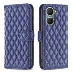 For vivo Y03 4G Global Diamond Lattice Wallet Flip Leather Phone Case(Blue)