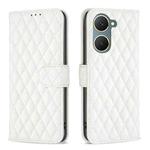 For vivo Y03 4G Global Diamond Lattice Wallet Flip Leather Phone Case(White)