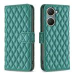 For vivo Y03 4G Global Diamond Lattice Wallet Flip Leather Phone Case(Green)