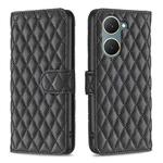 For vivo Y03 4G Global Diamond Lattice Wallet Flip Leather Phone Case(Black)