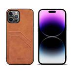 For iPhone 15 Pro Max Denior PU Dual Card Slot Back Cover Phone Case(Brown)