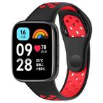 For Redmi Watch 3 Lite / Watch 3 Active Two Color Silicone Watch Band(Black Red)