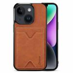 For iPhone 15 Plus Denior PU Back Cover Card Slot Holder Phone Case(Brown)